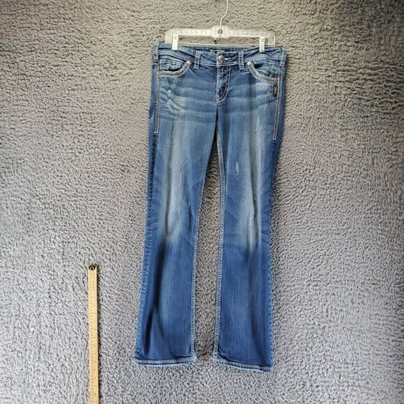 Silver Jeans Womens Jeans Size 31 Tall Blue Suki Mid-Rise Bootcut Stretch - Picture 1 of 12